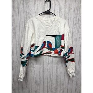 Womens Size S The Kit Cropped Sweatshirt Bird Print EUC